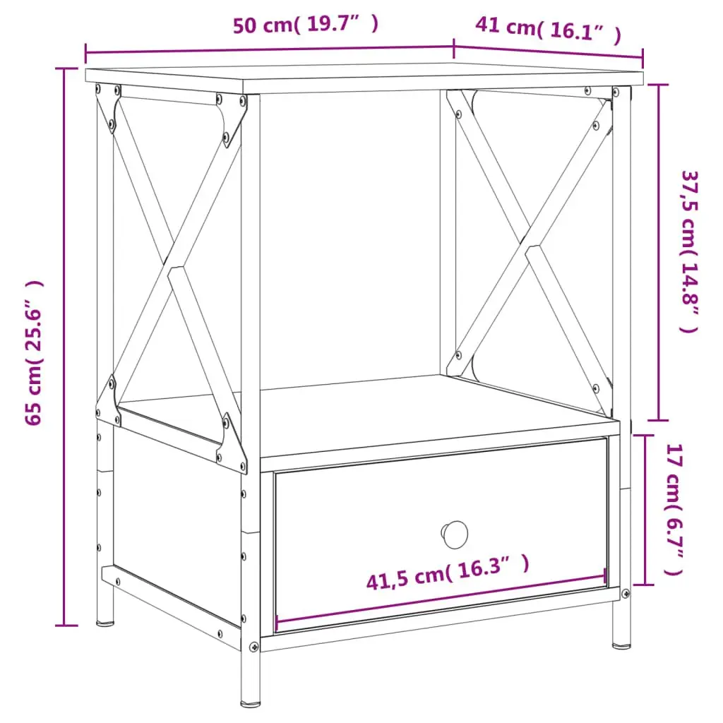 Bedside Tables Storage 50x41x65 cm Brown 2 pcs Engineered Wood