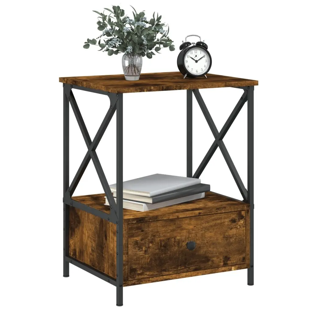 Bedside Tables 2 pcs Brown 50x41x65 cm Nightstand Storage Engineered Wood
