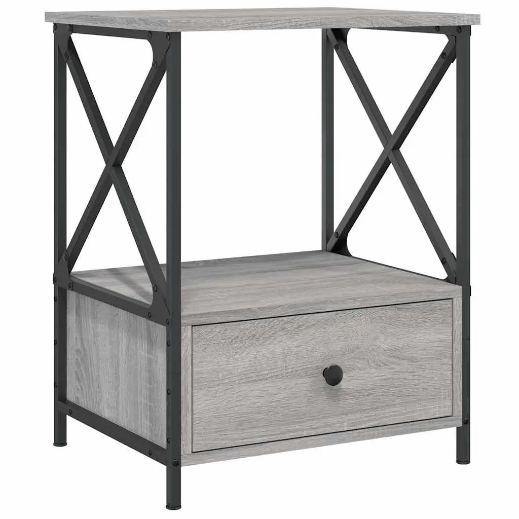 Bedside Tables Grey 50x41x65 cm Engineered Wood Nightstand 2 pcs