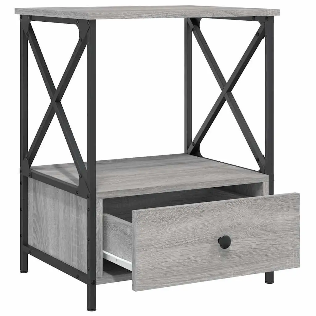 Bedside Tables Grey 50x41x65 cm Engineered Wood Nightstand 2 pcs