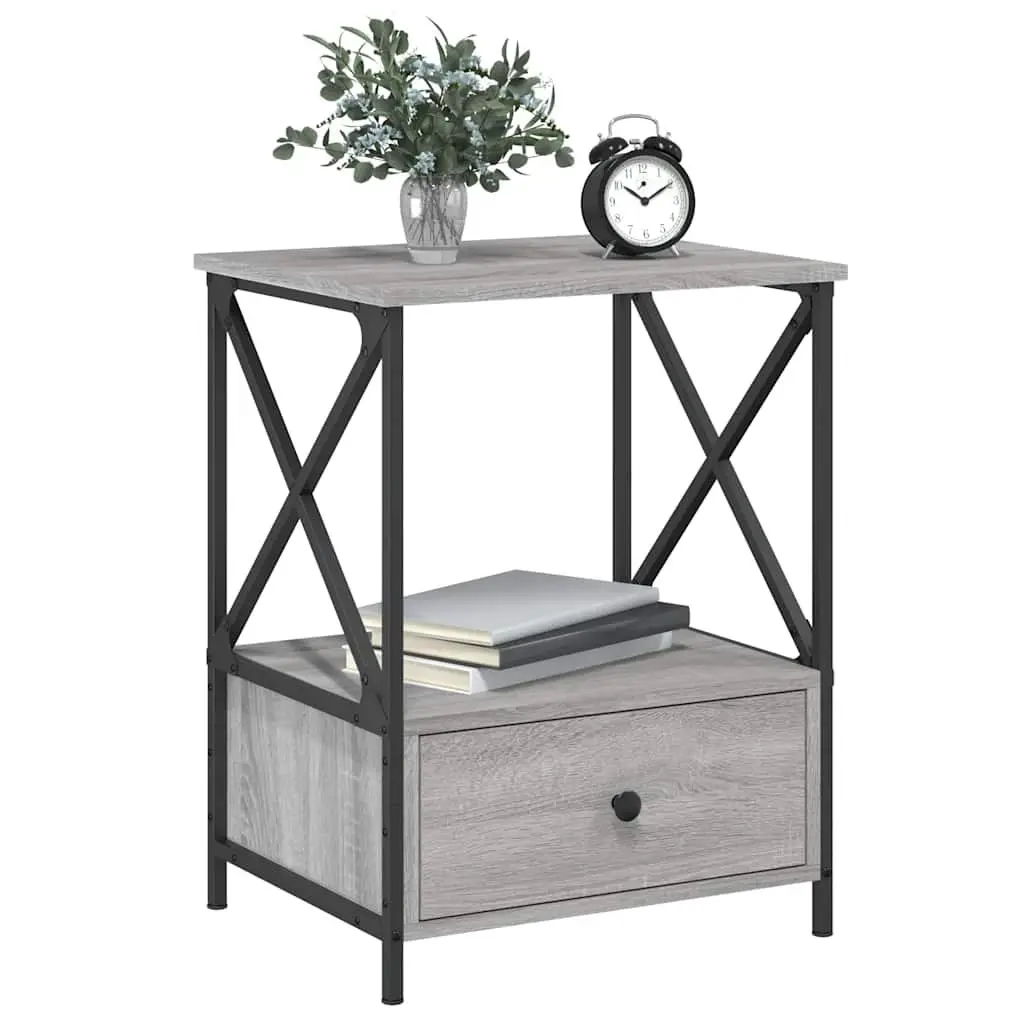 Bedside Tables Grey 50x41x65 cm Engineered Wood Nightstand 2 pcs