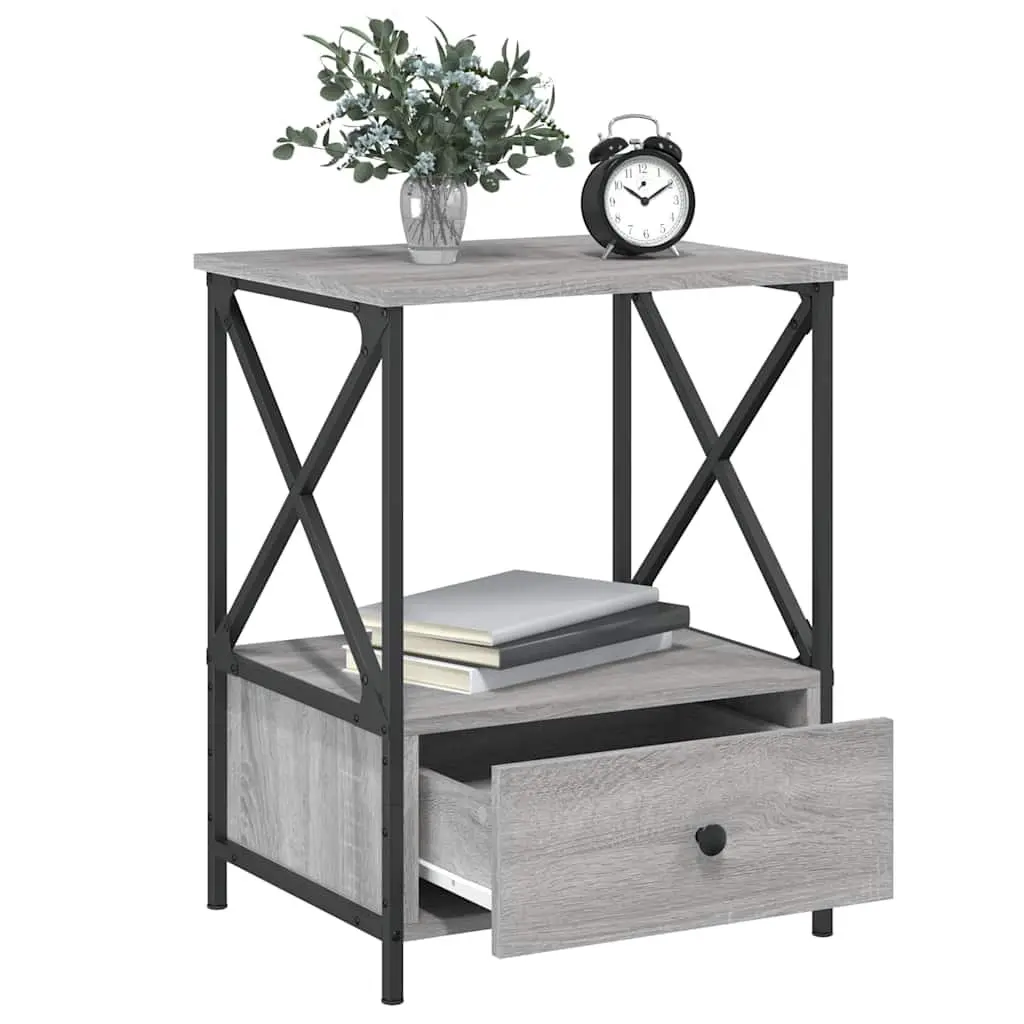 Bedside Tables Grey 50x41x65 cm Engineered Wood Nightstand 2 pcs