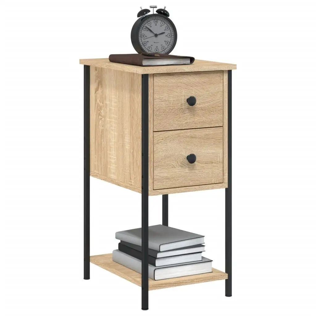 Bedside Cabinets 2 pcs Brown Storage Tables Bedroom Nightstands Engineered Wood