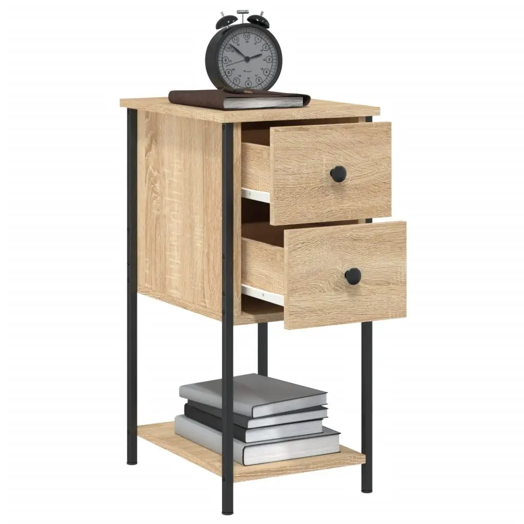 Bedside Cabinets 2 pcs Brown Storage Tables Bedroom Nightstands Engineered Wood