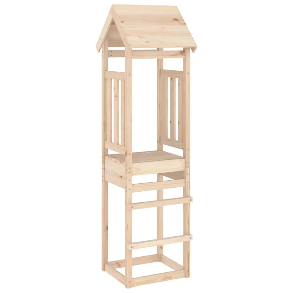 Wooden Play Tower Outdoor Playhouse 52.5x46.5x206.5cm Solid Pine Brown
