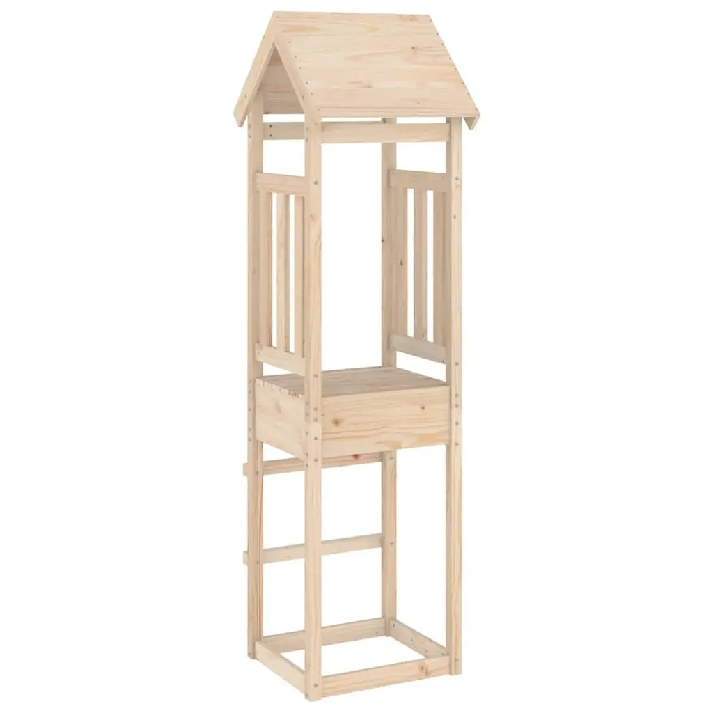 Wooden Play Tower Outdoor Playhouse 52.5x46.5x206.5cm Solid Pine Brown