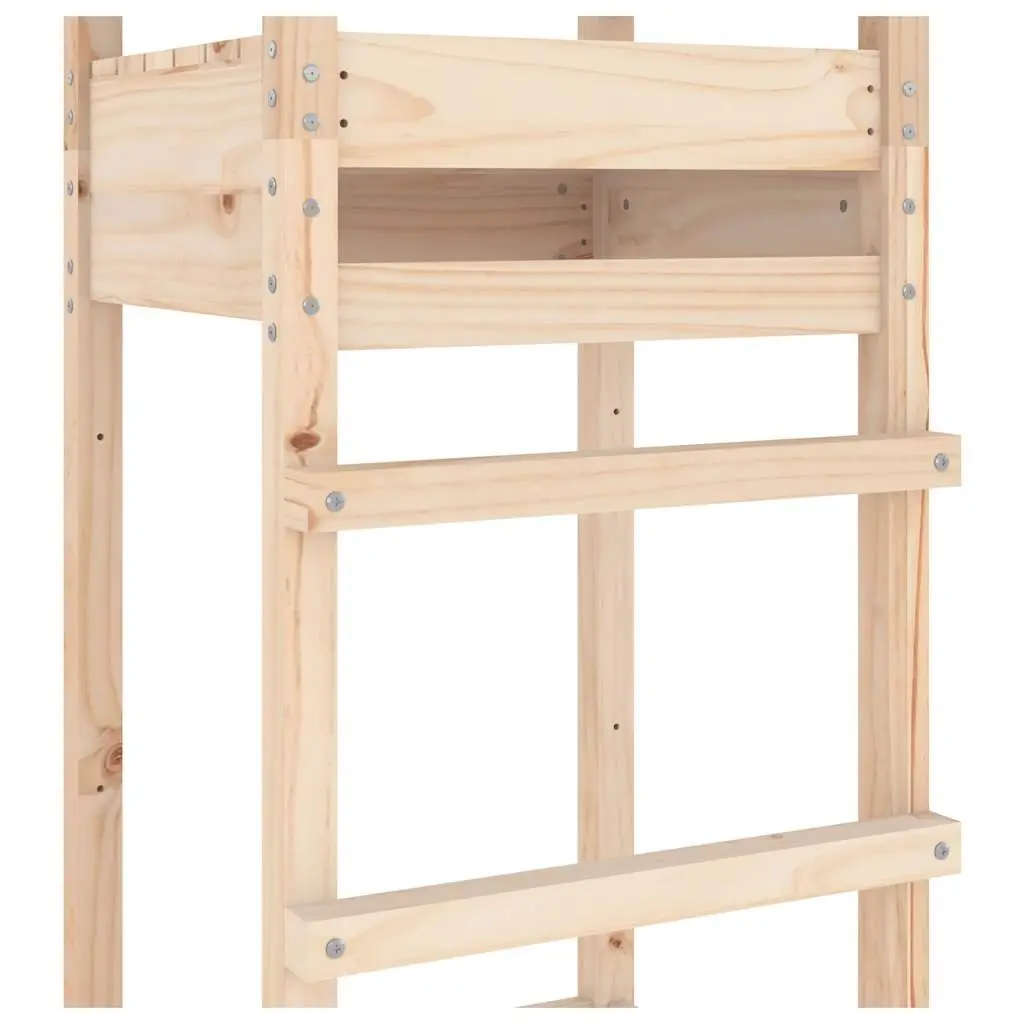Wooden Play Tower Outdoor Playhouse 52.5x46.5x206.5cm Solid Pine Brown