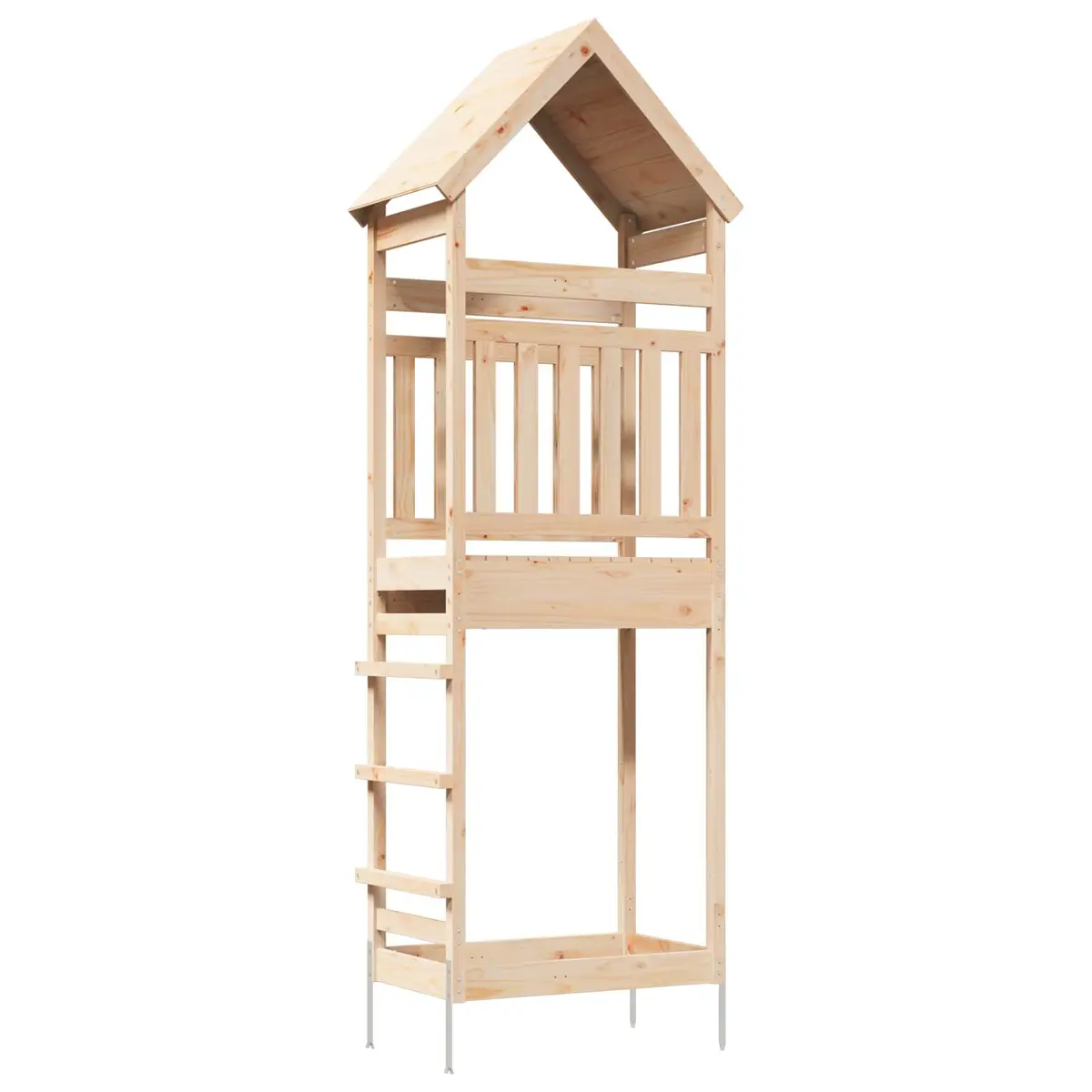 Wooden Play Tower Outdoor Kids Backyard Playhouse Brown