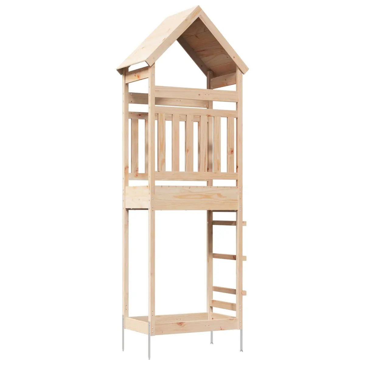 Wooden Play Tower Outdoor Kids Backyard Playhouse Brown