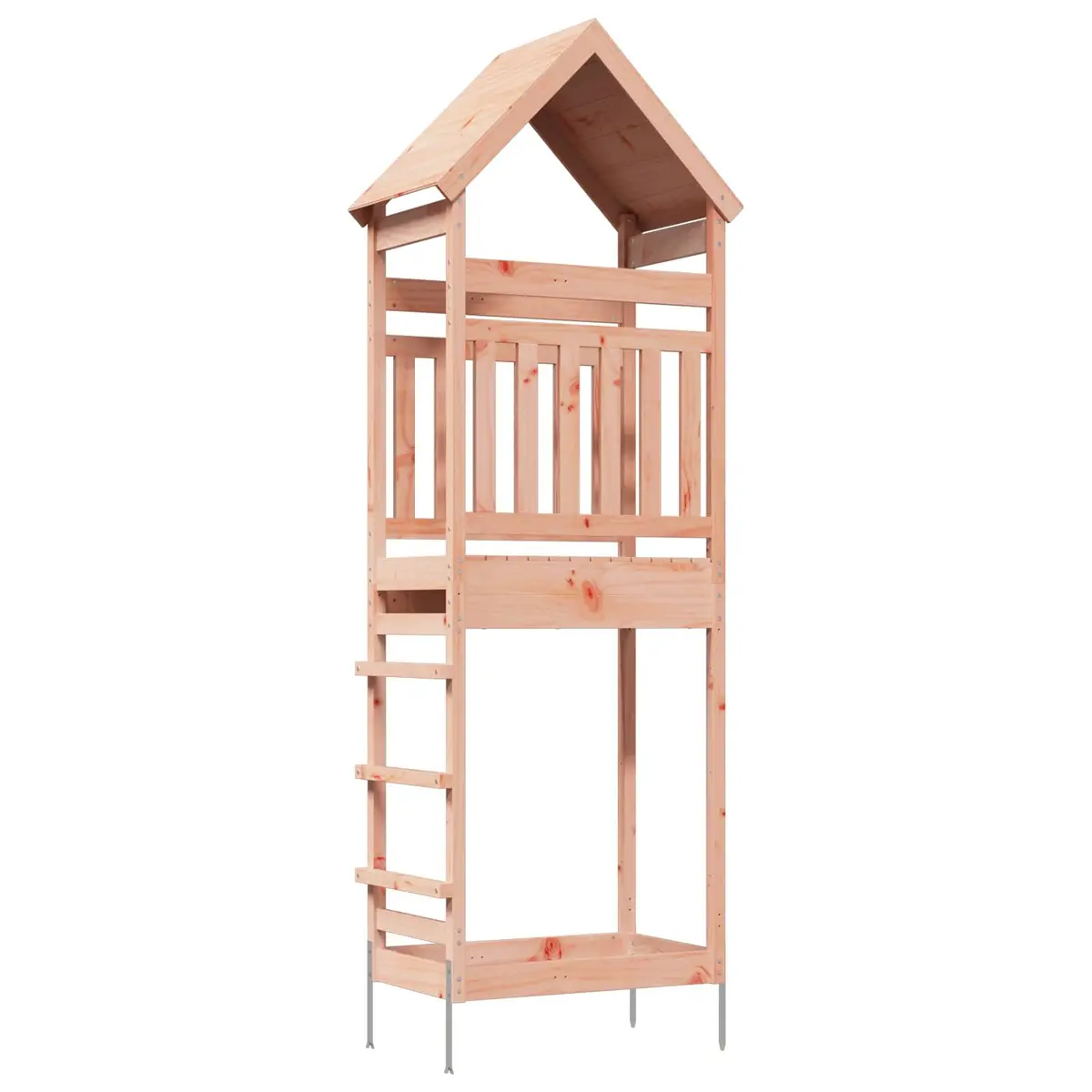 Outdoor Play Tower Kids Climbing Structure Natural Wood Garden Size 53x85x264cm