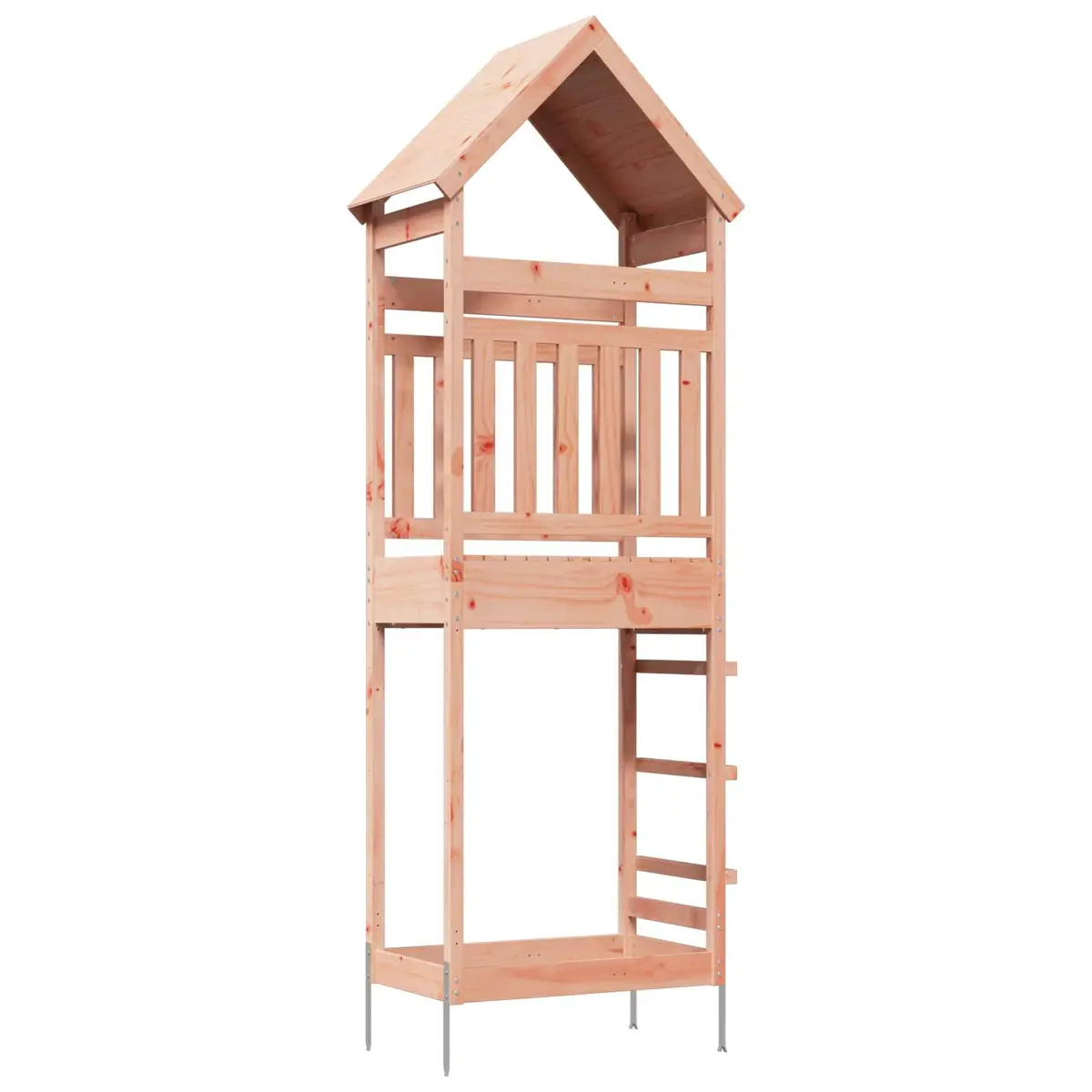 Outdoor Play Tower Kids Climbing Structure Natural Wood Garden Size 53x85x264cm