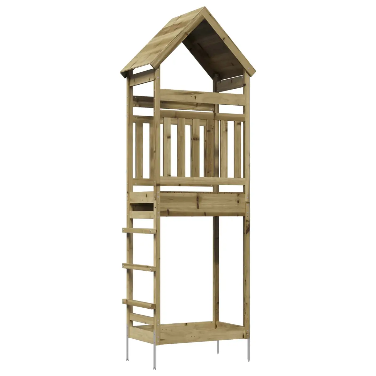 Wooden Outdoor Play Tower Backyard Playhouse Climbing Structure Brown