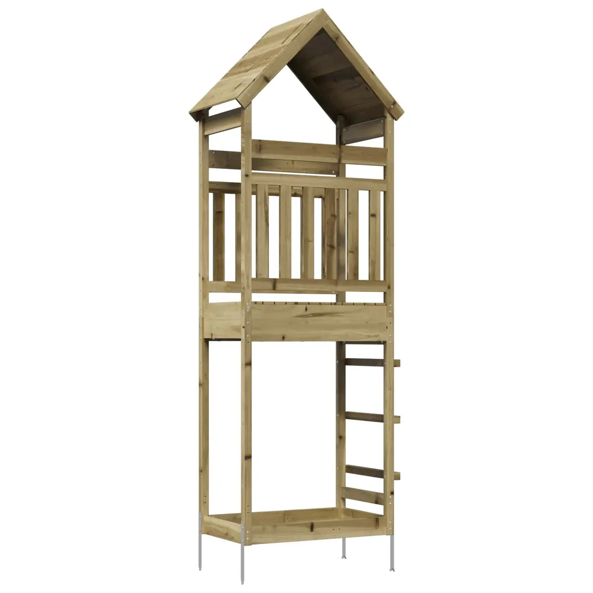 Wooden Outdoor Play Tower Backyard Playhouse Climbing Structure Brown