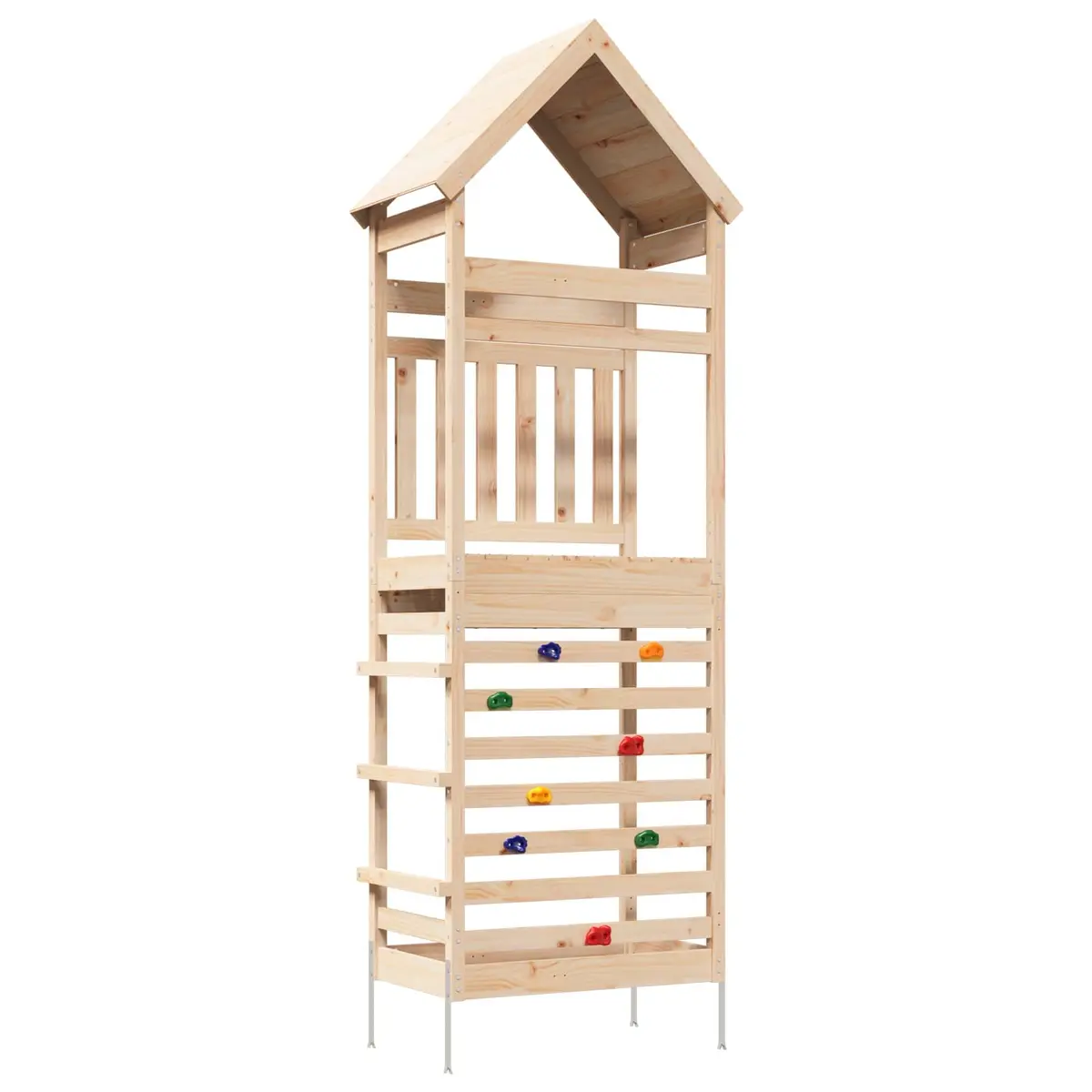 Wooden Climbing Slide Play Tower Outdoor Kids Backyard Playset Brown
