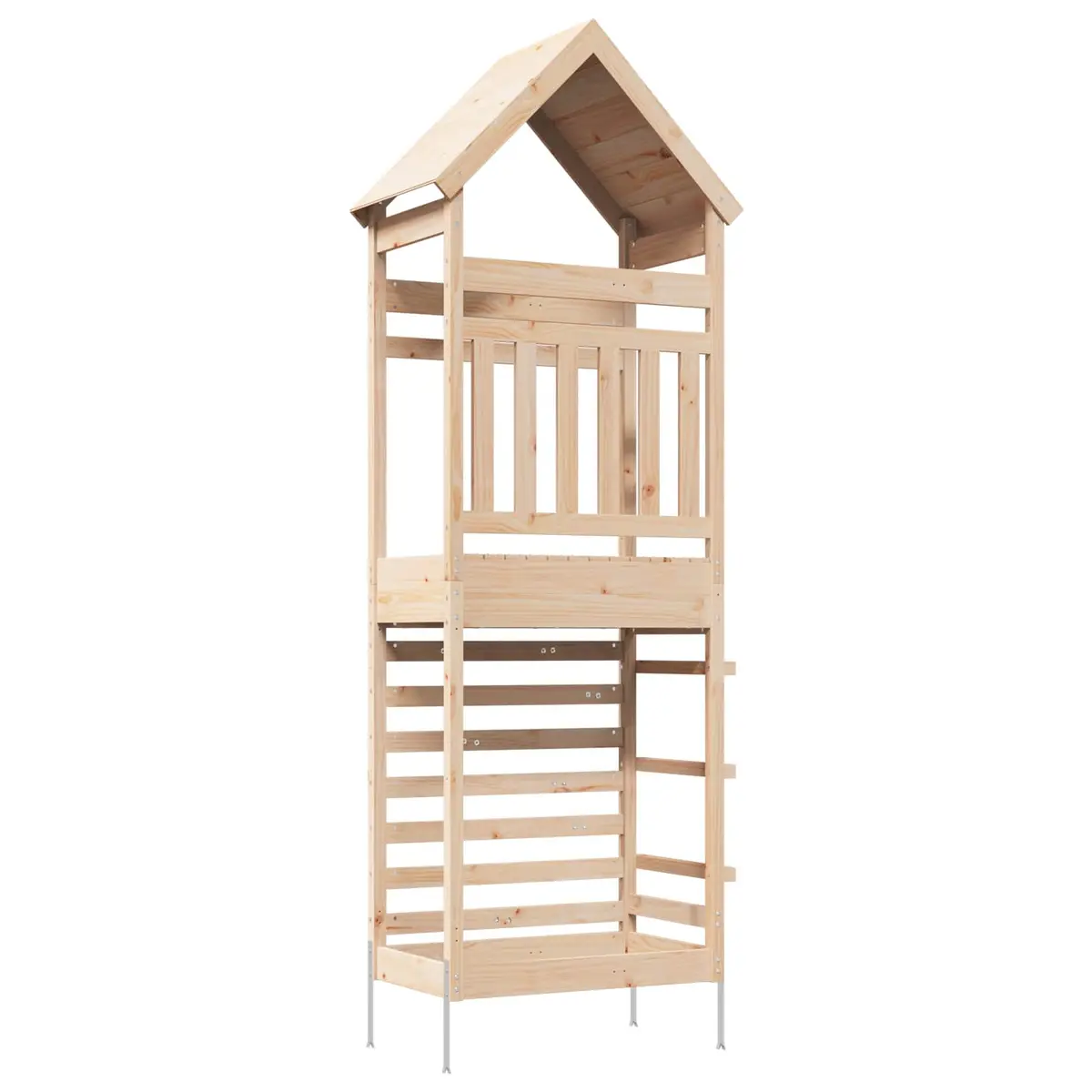 Wooden Climbing Slide Play Tower Outdoor Kids Backyard Playset Brown