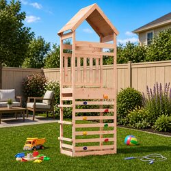 Outdoor Play Tower Climbing Slide Kids Playground Backyard Equipment Natural