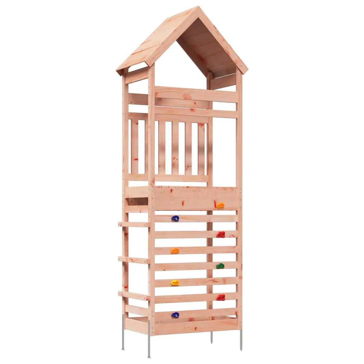 Kids Outdoor Play Tower Backyard Climbing Frame Wooden Railings Shaded Roof