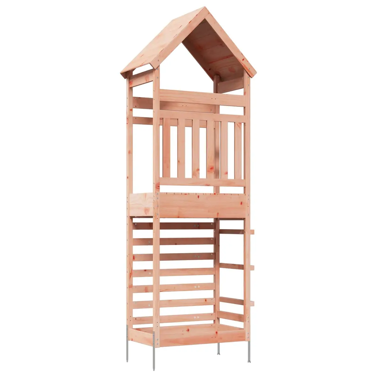 Kids Outdoor Play Tower Backyard Climbing Frame Wooden Railings Shaded Roof