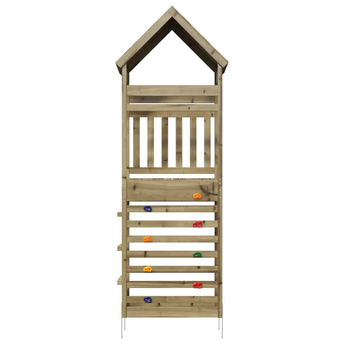 Outdoor Play Tower Climbing Slide Solid Wood Backyard Kids Playground Brown
