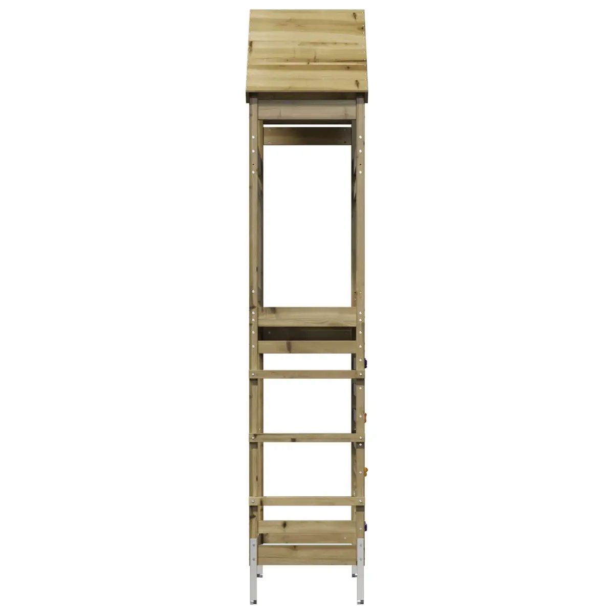 Outdoor Play Tower Climbing Slide Solid Wood Backyard Kids Playground Brown