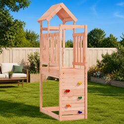 Wooden Play Tower with Rockwall: Safe and Fun