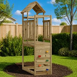 Wooden Play Tower with Rockwall: Safe, Durable, Fun 53x110.5x214cm