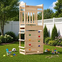Wooden Play Tower: Safe and Fun for Children