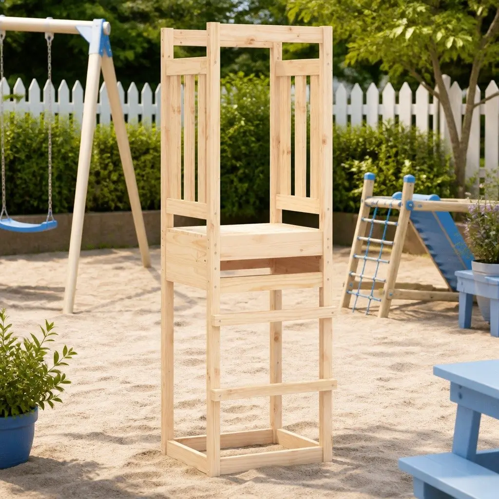 Solid Wood Pine Play Tower for Outdoor Enjoyment