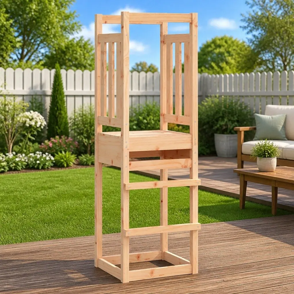 Wooden Play Tower Outdoor Playground 53x46.5x169cm Brown