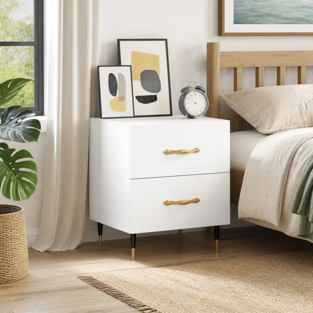White Bedside Cabinet with Ample Storage