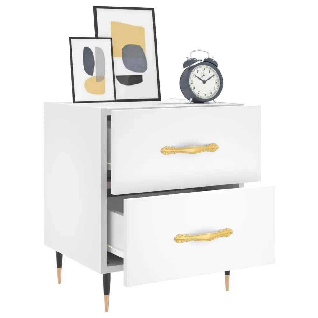 White Bedside Cabinet with Ample Storage