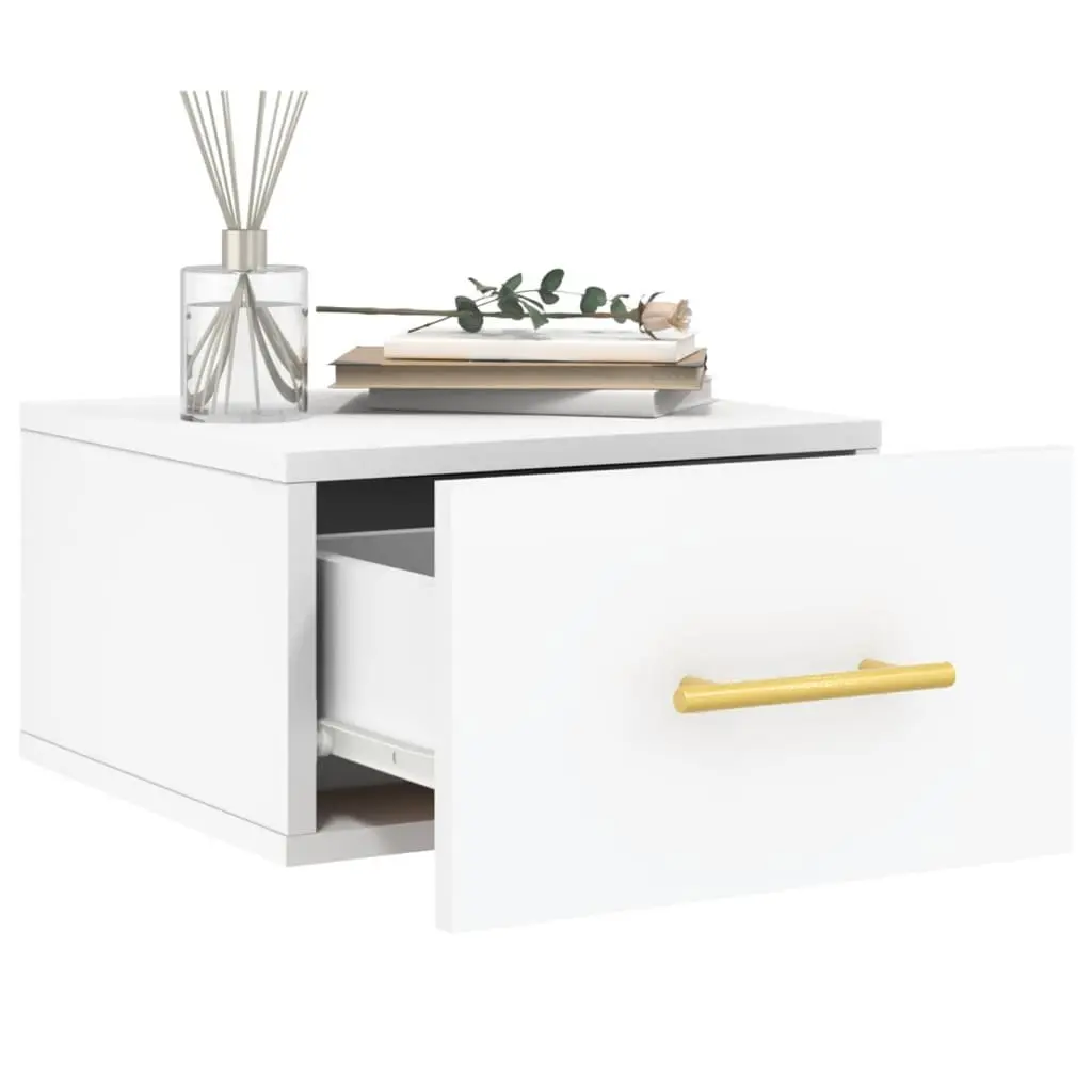 Wall-mounted Bedside Cabinet Storage Floating Nightstand 35 x 20 cm White