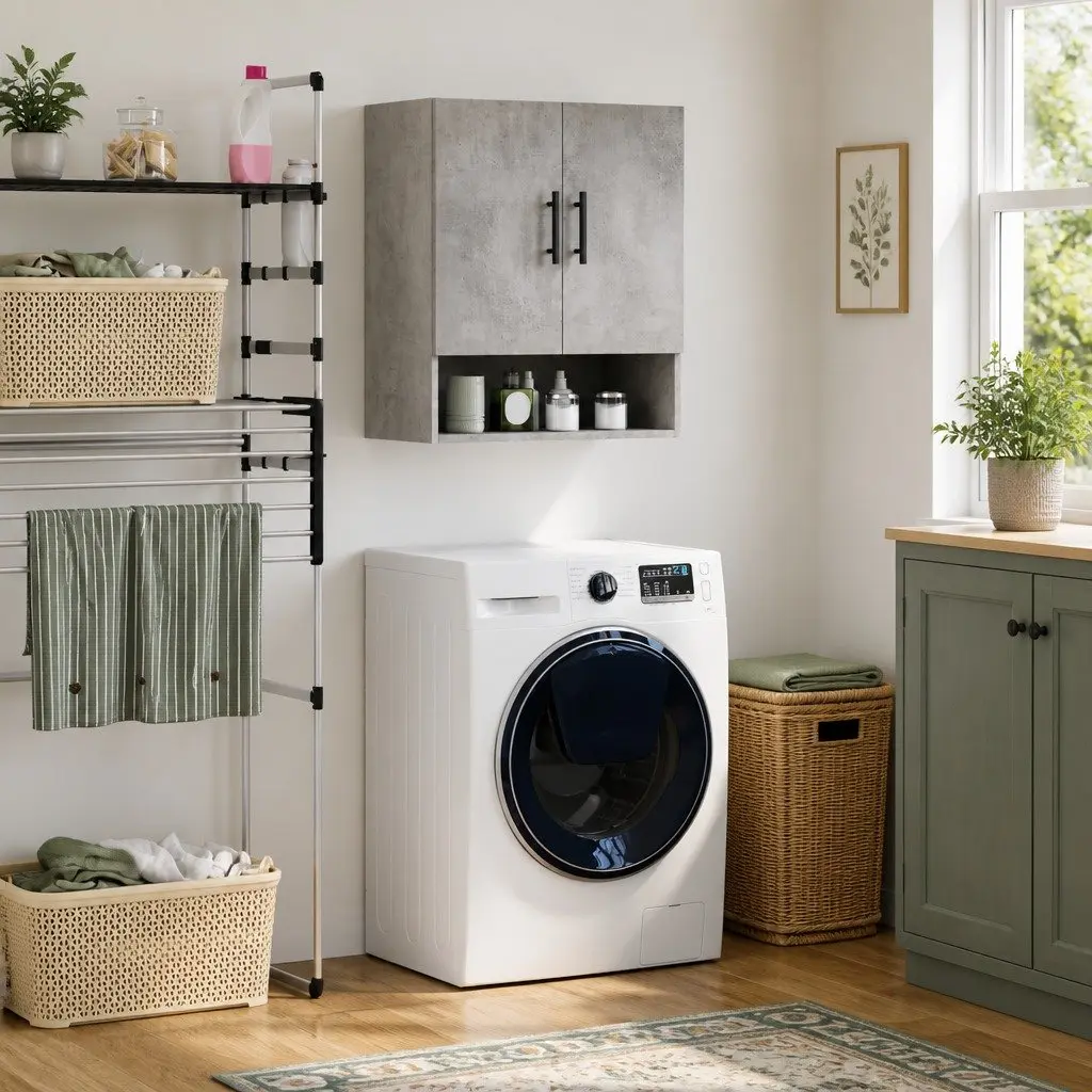 Wall Storage Cabinet Grey 60x31x70 cm Engineered Wood Home
