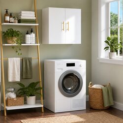 Wall Mounted Storage Cabinet White 60x31x60 cm Floating Shelf Organiser