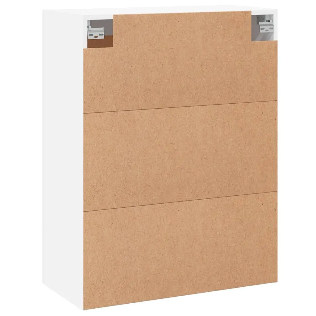 Wall Mounted Cabinet White Storage Organiser 3 Compartments 2 Doors Floating