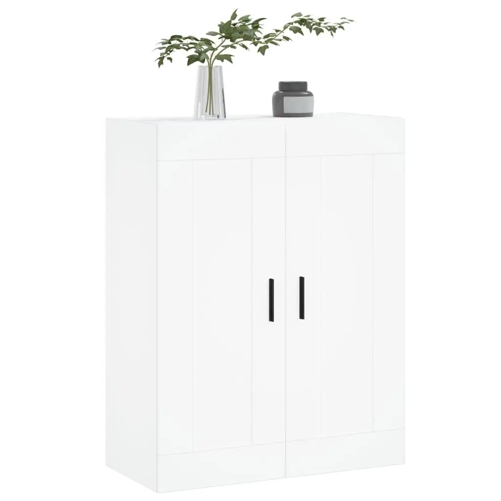 Wall Mounted Cabinet White Storage Organiser 3 Compartments 2 Doors Floating