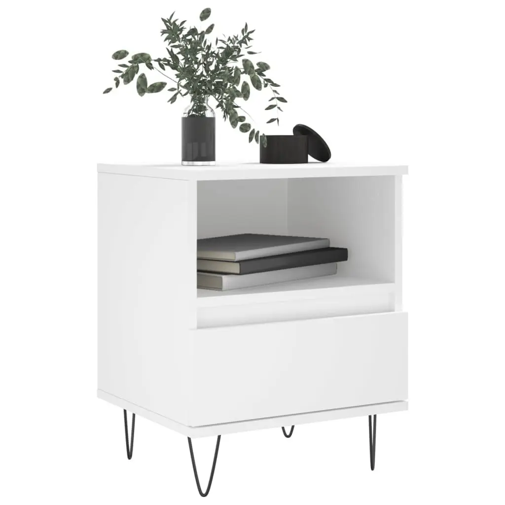 Bedside Cabinet White Engineered Wood Nightstand 40x35x50cm Drawer Storage Table