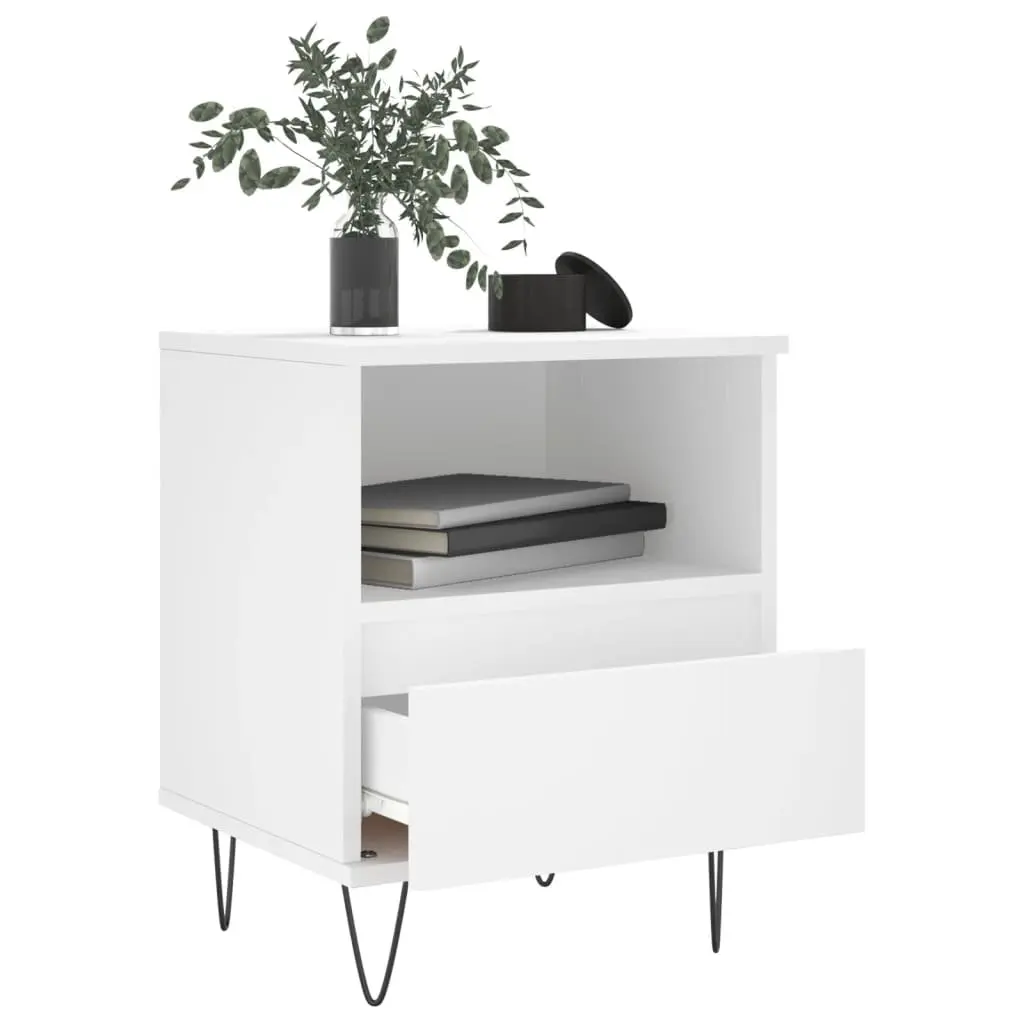 Bedside Cabinet White Engineered Wood Nightstand 40x35x50cm Drawer Storage Table