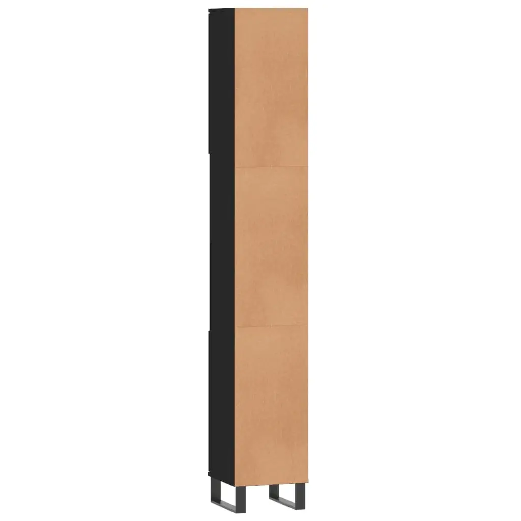 Bathroom Cabinet Tall Storage Cupboard 30x30x190 cm Black