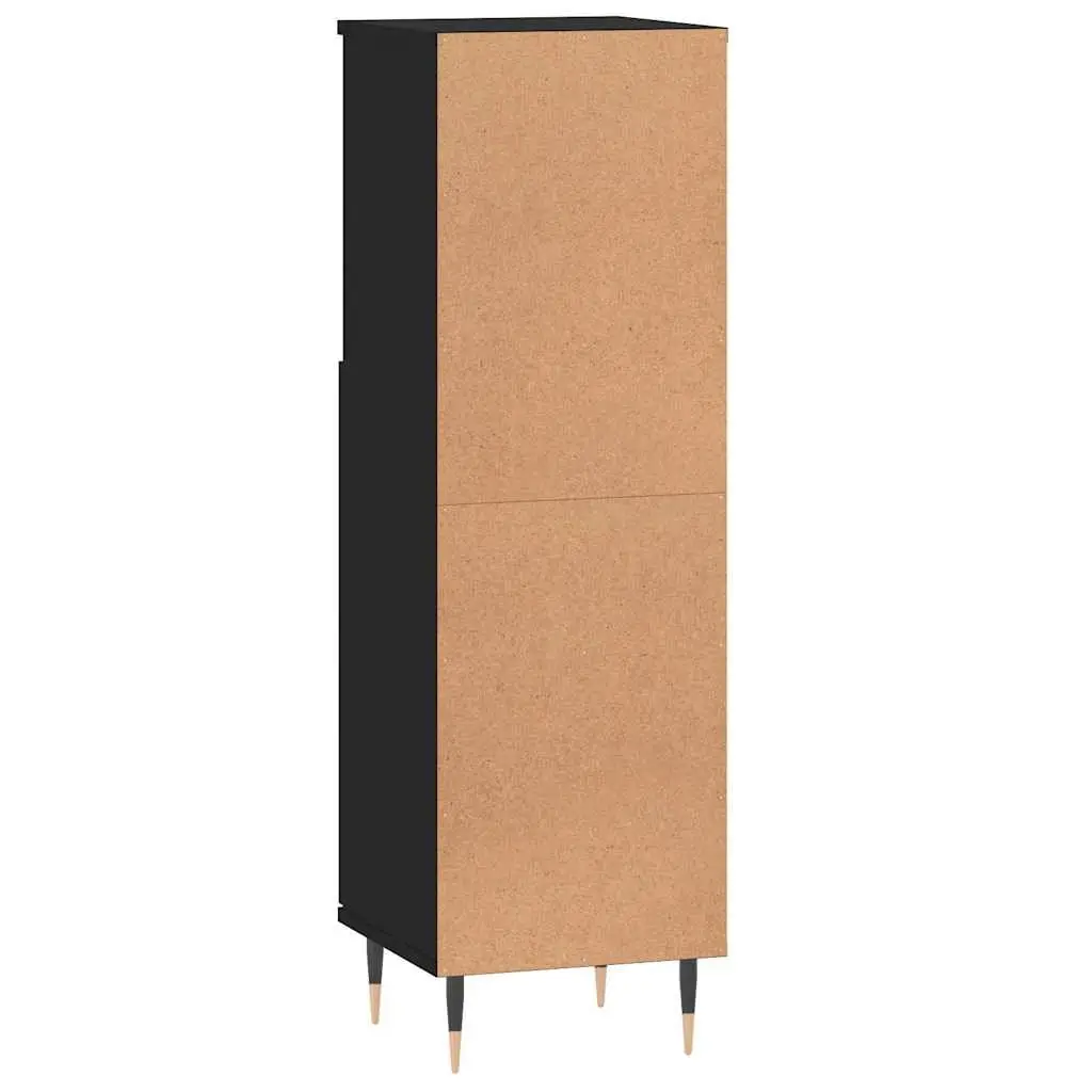 Bathroom Cabinet Black 30x30x100 cm Storage Furniture with Compartments