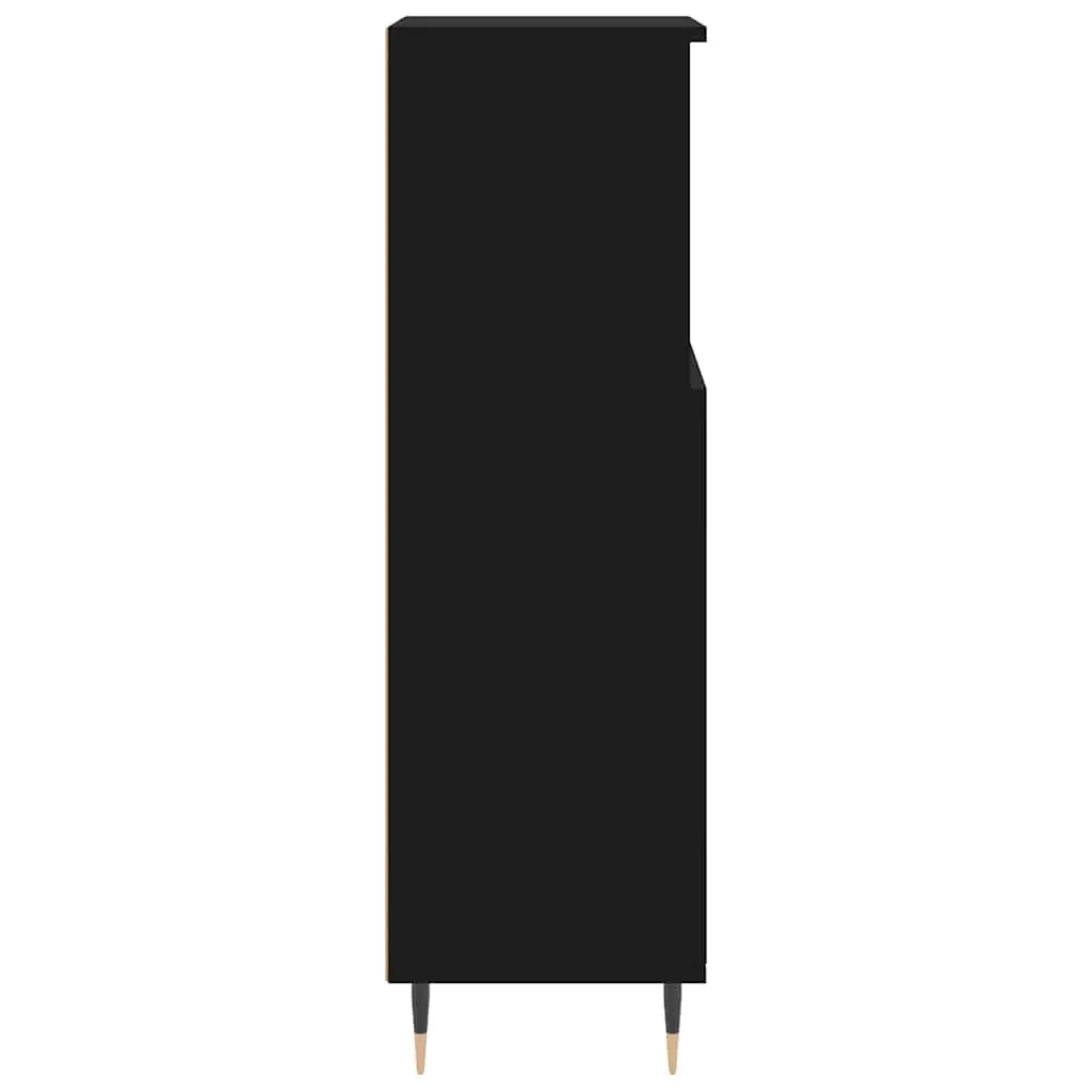 Bathroom Cabinet Black 30x30x100 cm Storage Furniture with Compartments