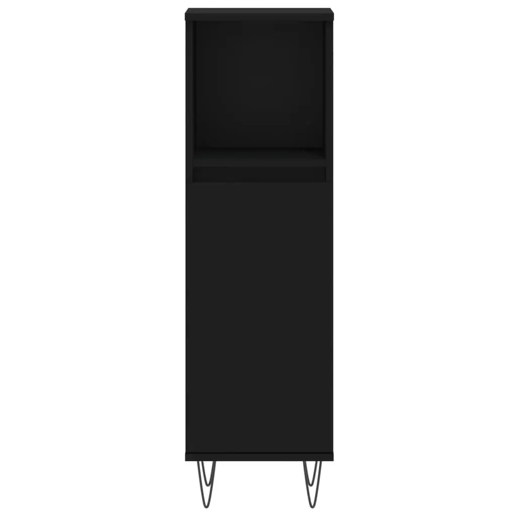 Bathroom Cabinet Storage Cabinet 30x30x100 cm Black with Door and Open Shelf