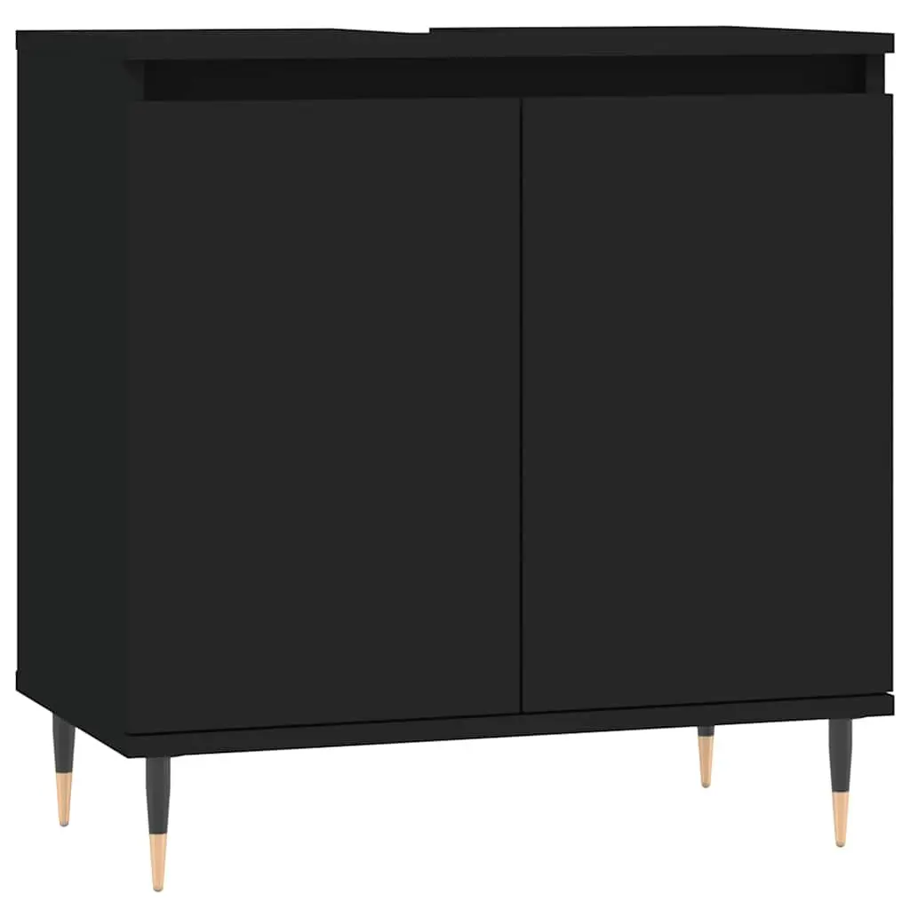 Bathroom Cabinet Storage 58x33x60 cm Black Engineered Wood