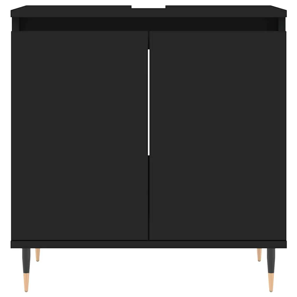 Bathroom Cabinet Storage 58x33x60 cm Black Engineered Wood