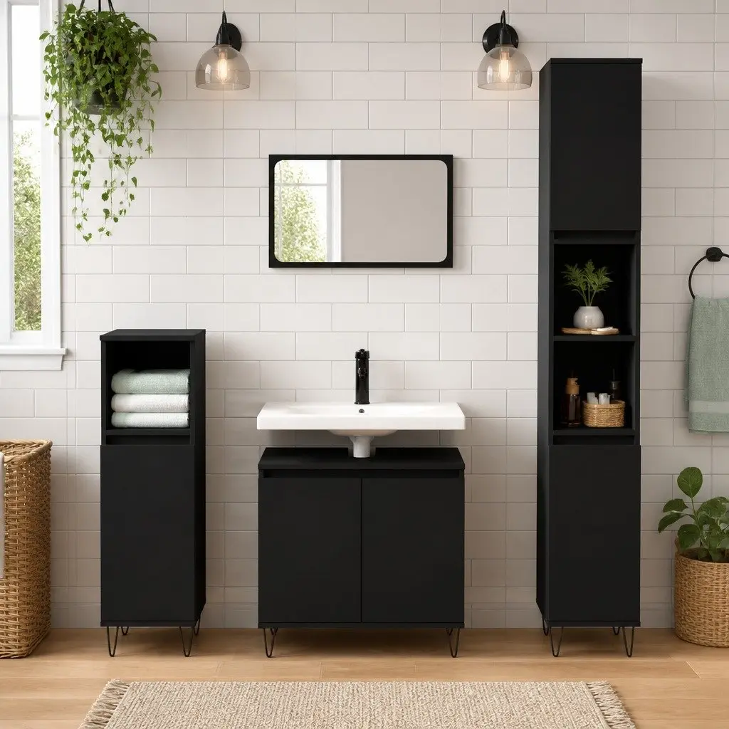 Black Bathroom Cabinet with Ample Storage