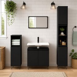 Reliable Black Bathroom Cabinet with Ample Storage
