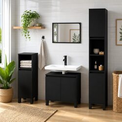Reliable Black Bathroom Cabinet 58x33x60 cm for Everyday Use