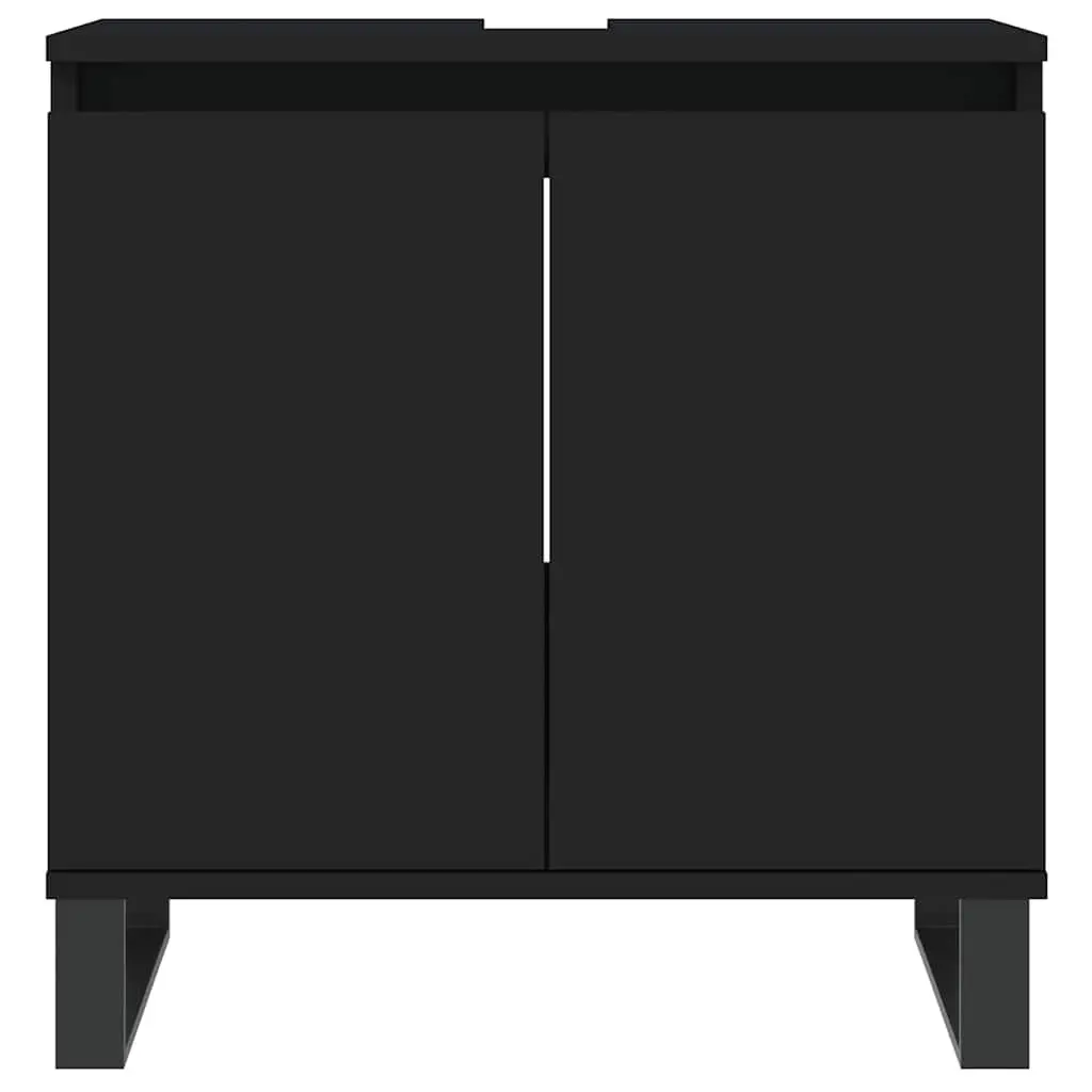 Bathroom Cabinet Storage 58x33x60 cm Black Engineered Wood