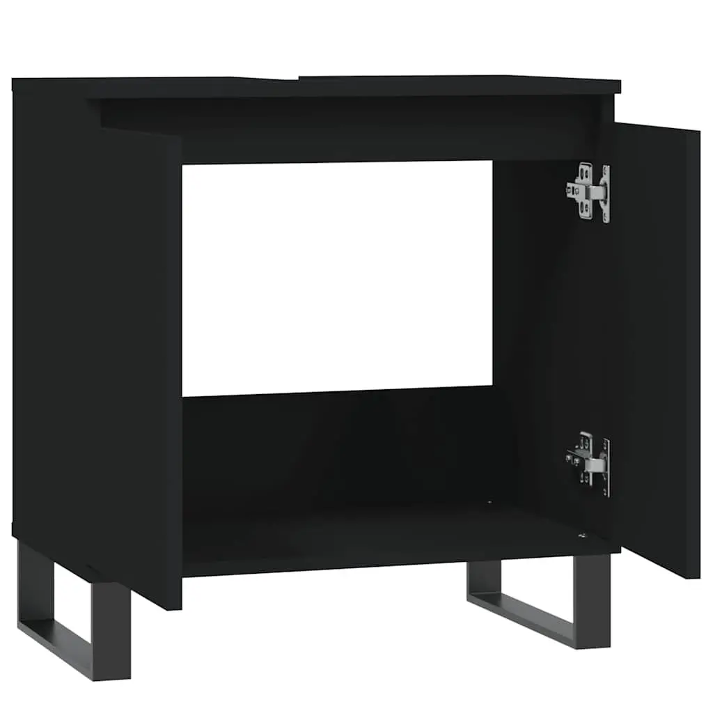 Bathroom Cabinet Storage 58x33x60 cm Black Engineered Wood