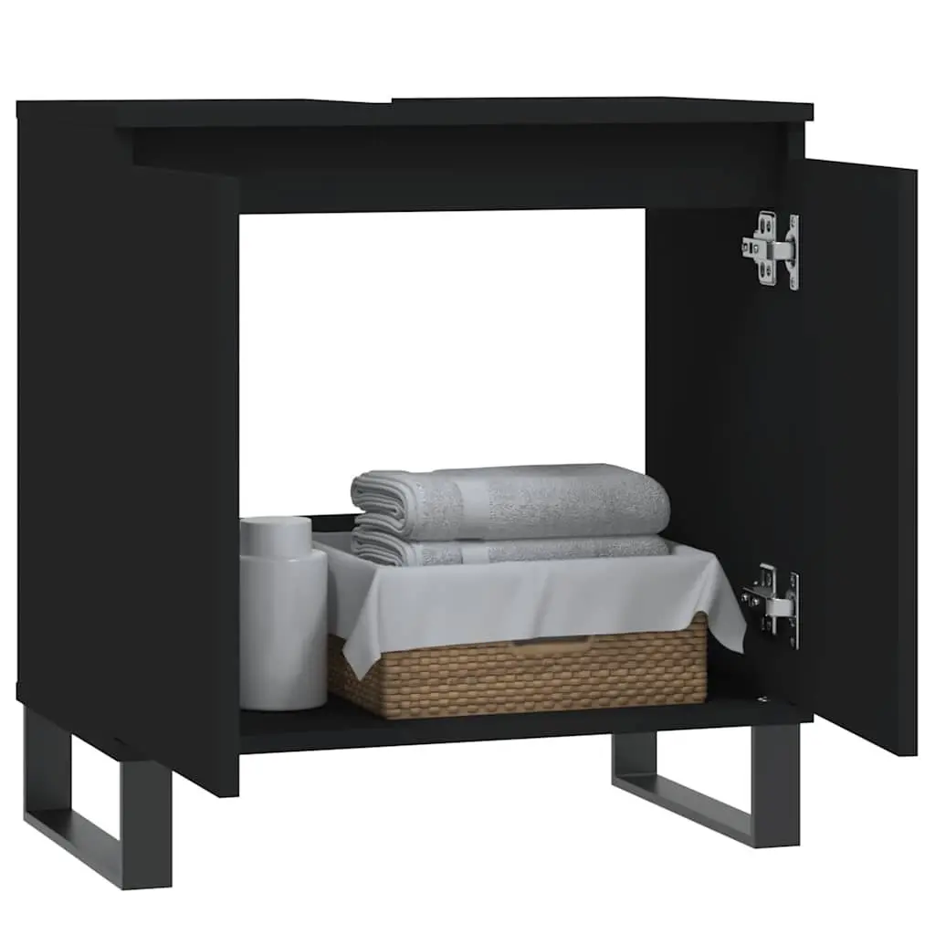 Bathroom Cabinet Storage 58x33x60 cm Black Engineered Wood